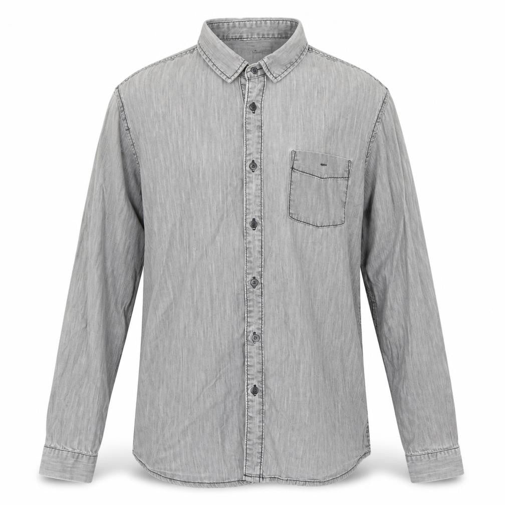 Redwood Men's Grey Button-Up Shirt, Long Sleeve, Size L