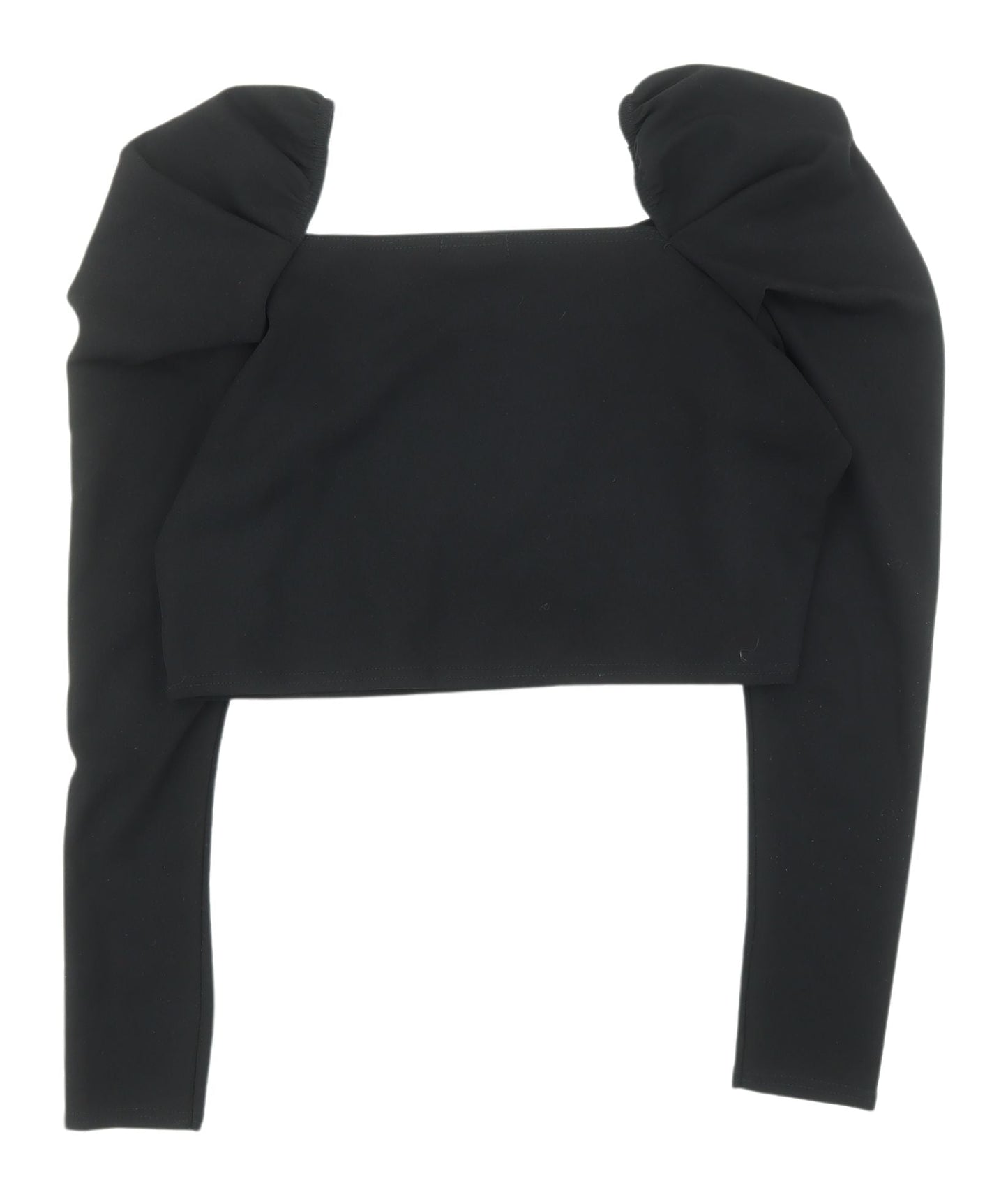 PrettyLittleThing Women's Black Cropped Puff Sleeve Top
