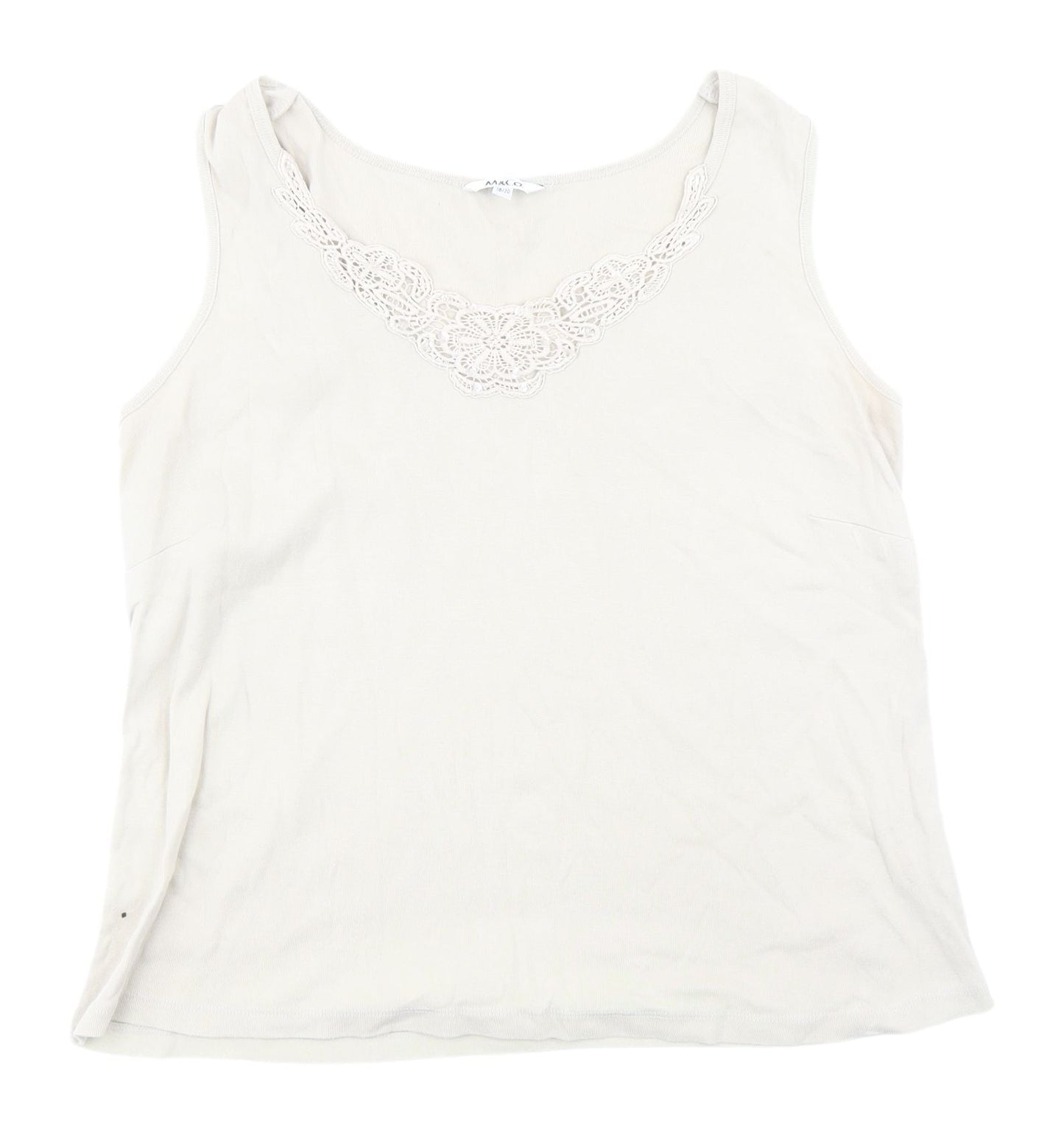 M&Co Women's Beige Crochet Accent Tank Top Size 18