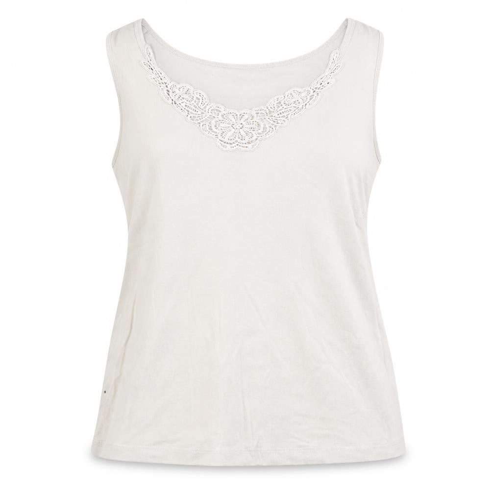 M&Co Women's Beige Crochet Accent Tank Top Size 18