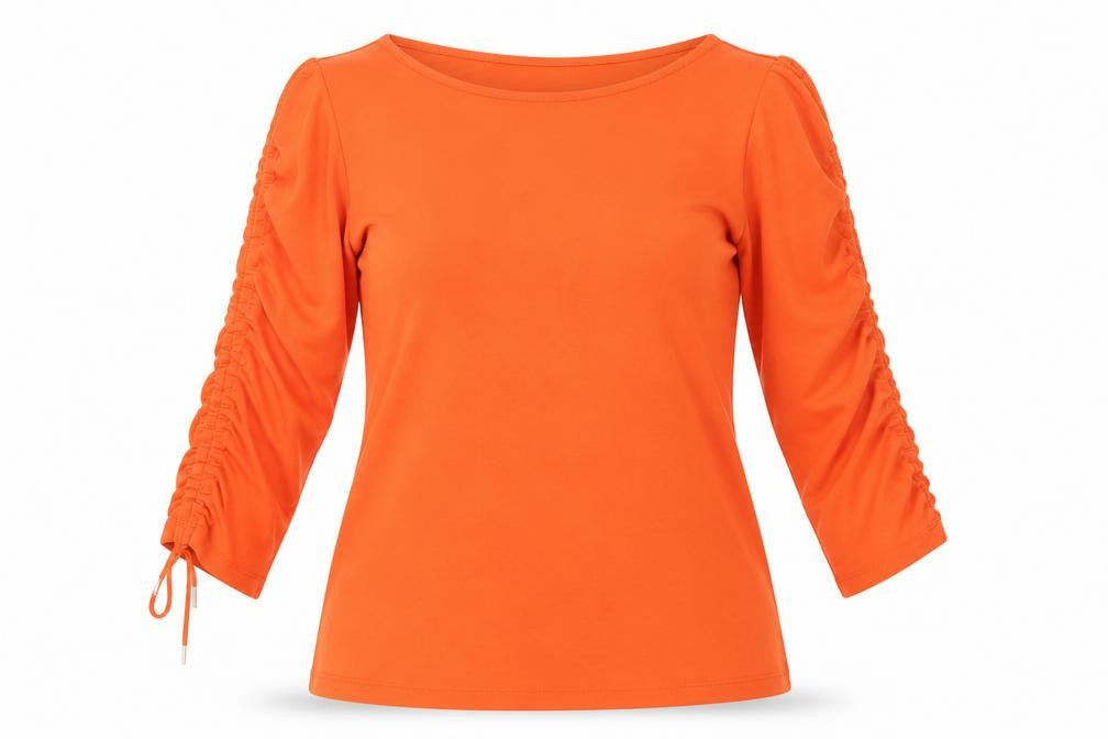 Susan Graver Orange Women's Blouse - M, Long Sleeve, Casual