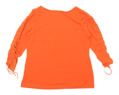 Susan Graver Orange Women's Blouse - M, Long Sleeve, Casual