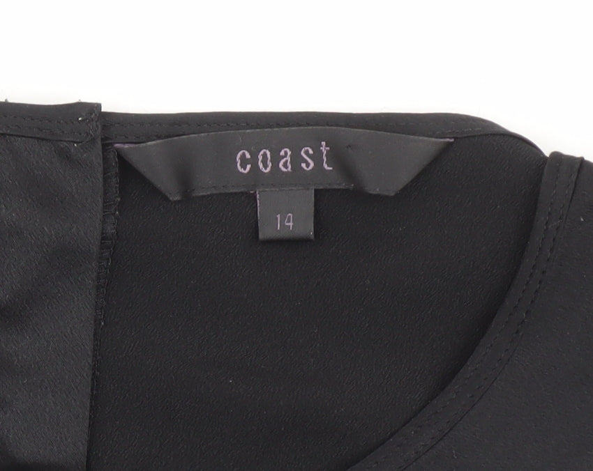 Coast Women's Black Blouse Size 14 Formal Puff Sleeve