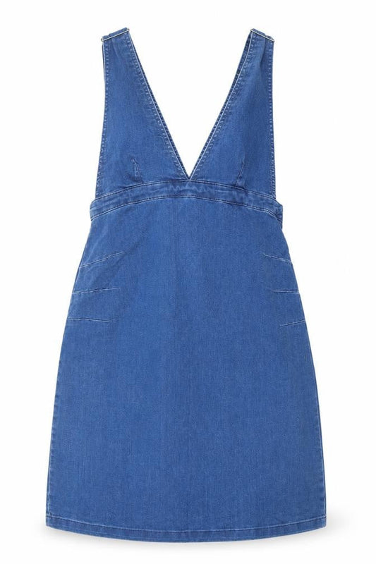 Mama Licious Women's Blue Denim Pinafore Dress M