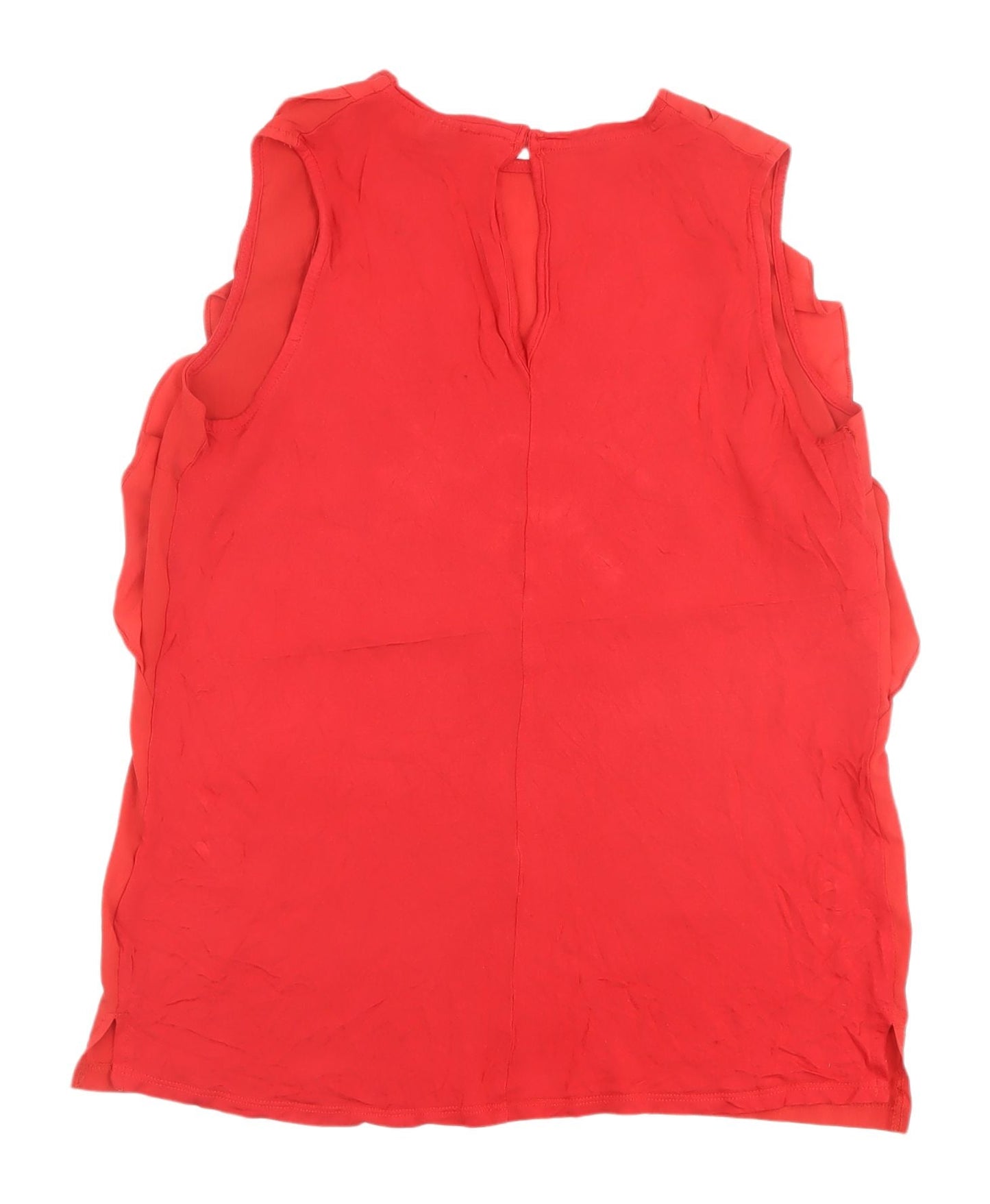 Warehouse Red Sleeveless Blouse - Women's Size 12, Ruffled Style