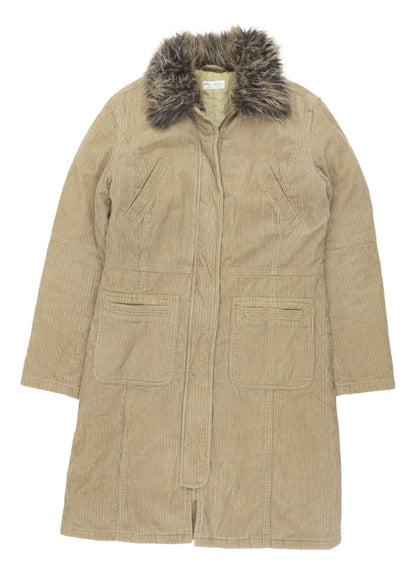 Additional front view of Miss Selfridge Beige Fur Trim Coat, Women's, size 10