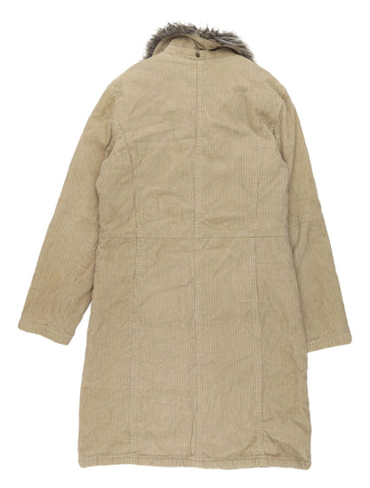 Back view of Miss Selfridge Beige Fur Trim Coat, Women's, size 10