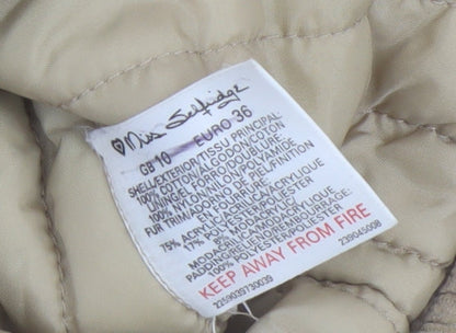 Brand and care label for Miss Selfridge Beige Fur Trim Coat, Women's, size 10