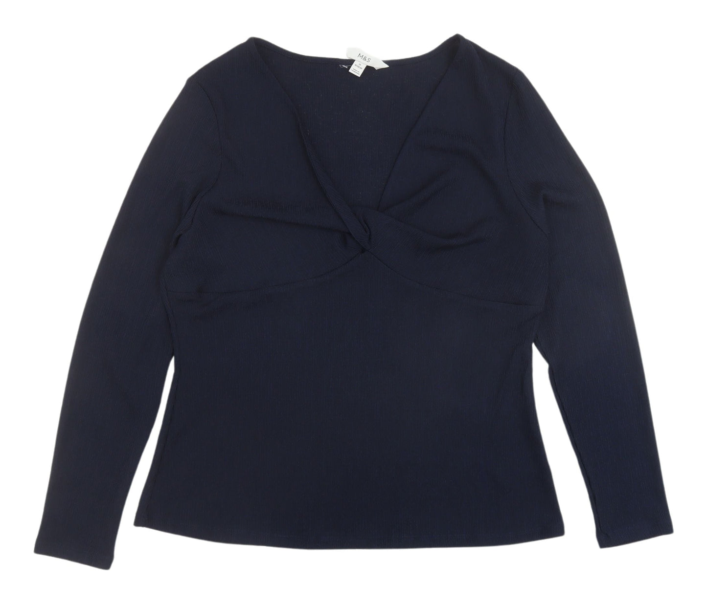 Marks and Spencer Women's Black V-Neck Long Sleeve Blouse