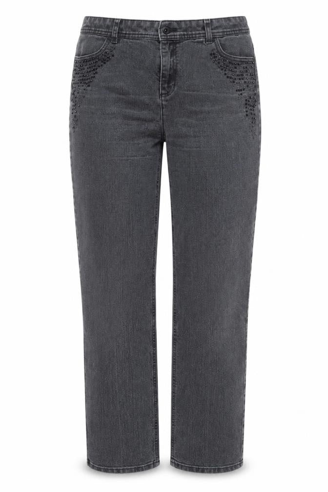 Chico's Grey Studded Straight Jeans - Women Size 6