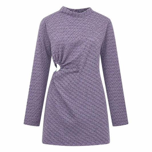 Zara Women's Purple Geometric Mock Neck Shift Dress Size 12