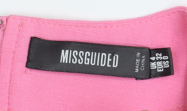 Missguided Women's Pink Cropped Blouse with Balloon Sleeves