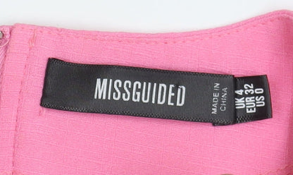 Close-up detail of Missguided Women's Pink Cropped Blouse with Balloon Sleeves
