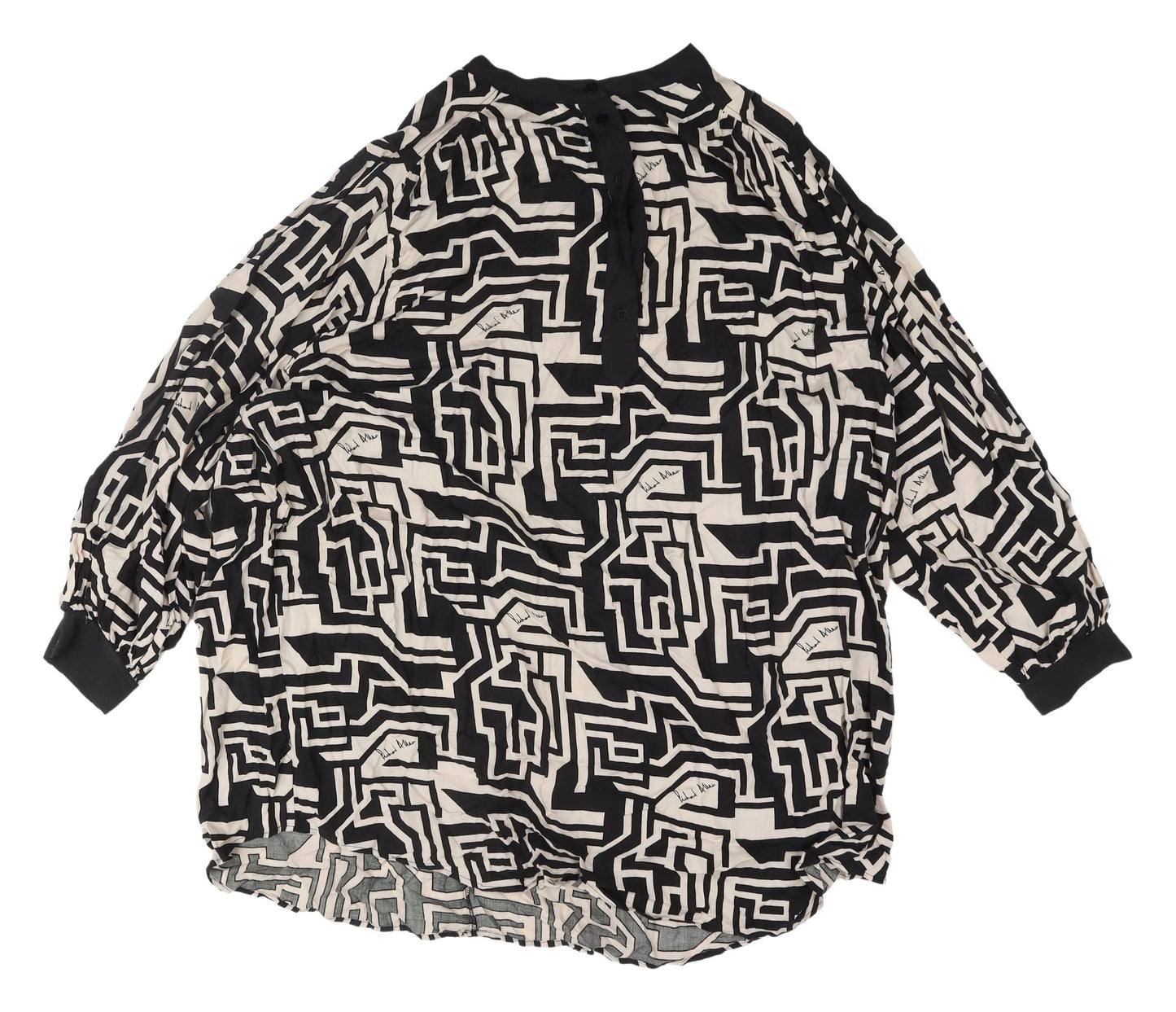 H&M Women’s Black Geometric Blouse, Relaxed 2XL