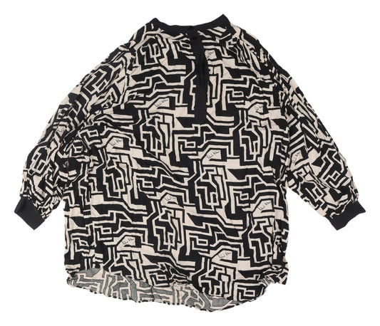 H&M Women’s Black Geometric Blouse, Relaxed 2XL