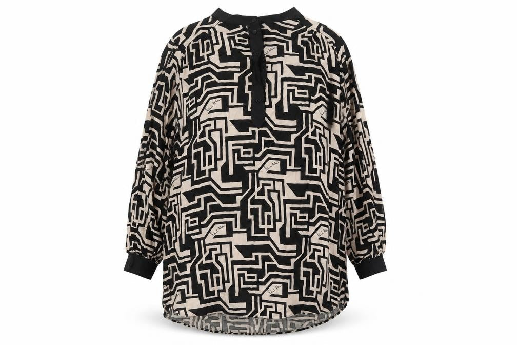 H&M Women’s Black Geometric Blouse, Relaxed 2XL