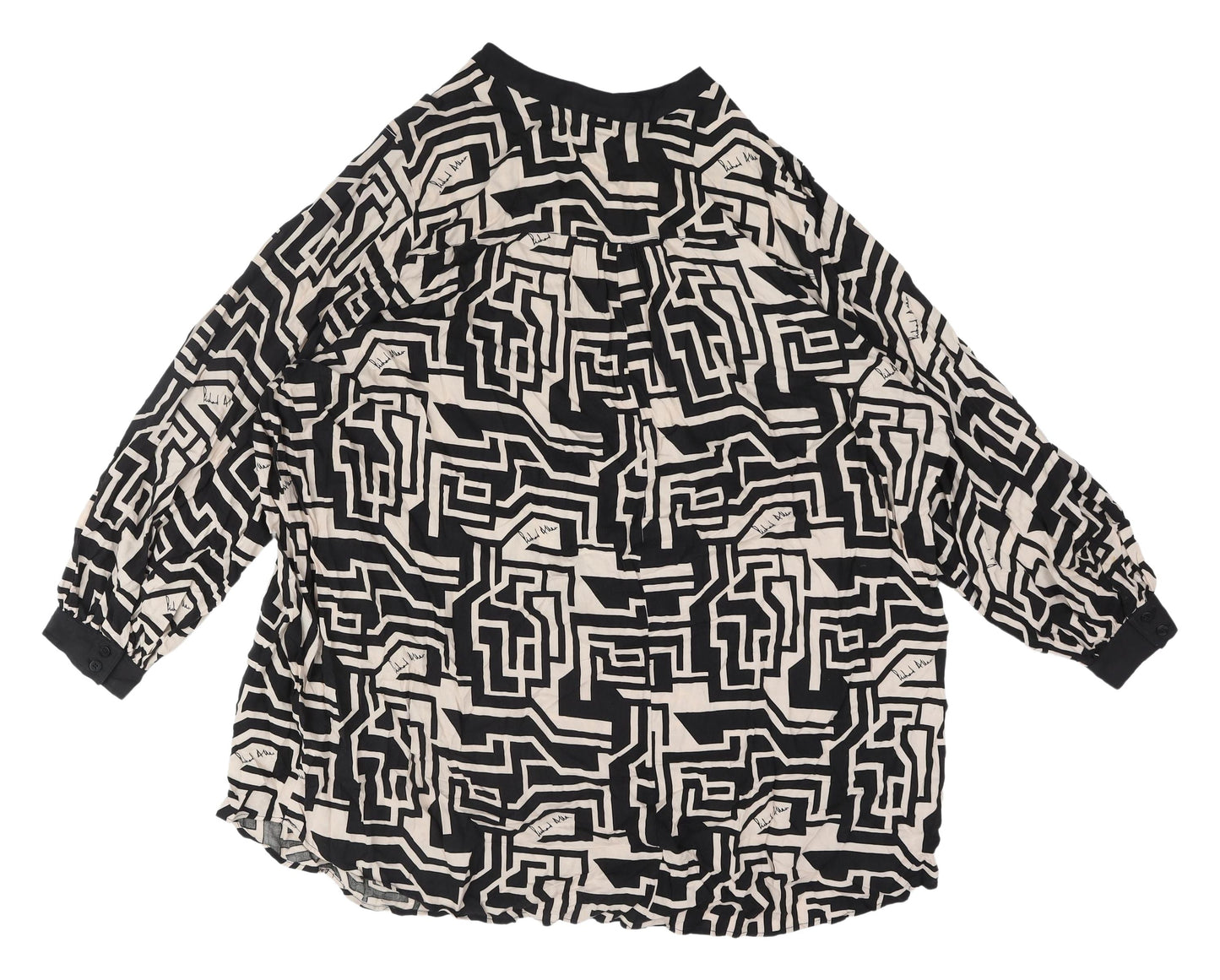 H&M Women’s Black Geometric Blouse, Relaxed 2XL