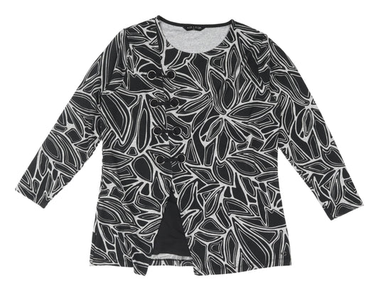Viz-A-Viz Women's Black Cardigan 14/16 Geometric Print