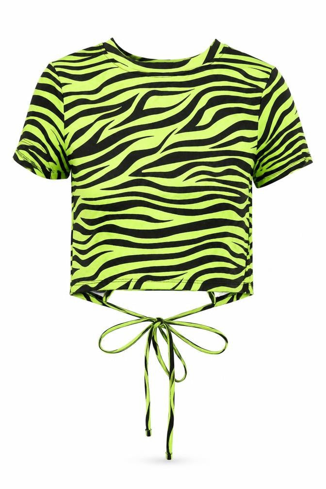 FB Sister Women's Multicoloured XS Zebra Print Crop Top