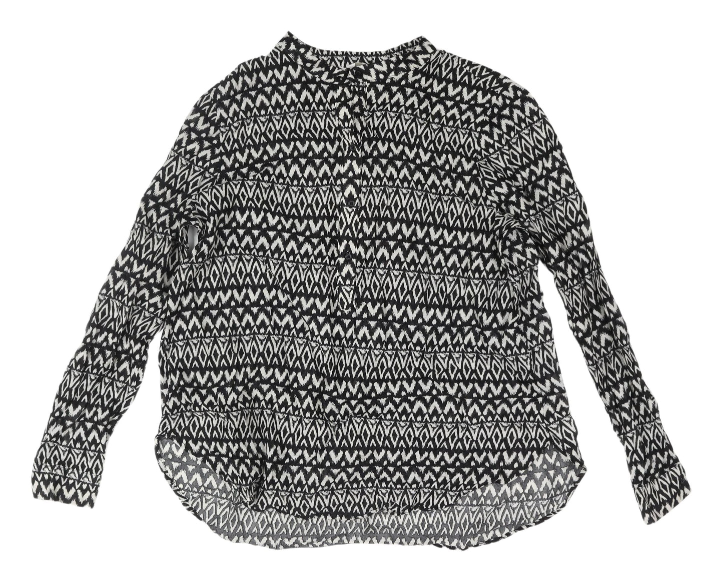 H&M Women's Black Geometric Blouse Size 12 Casual