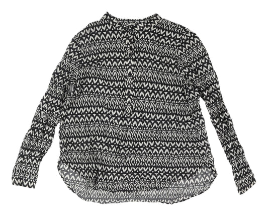 H&M Women's Black Geometric Blouse Size 12 Casual