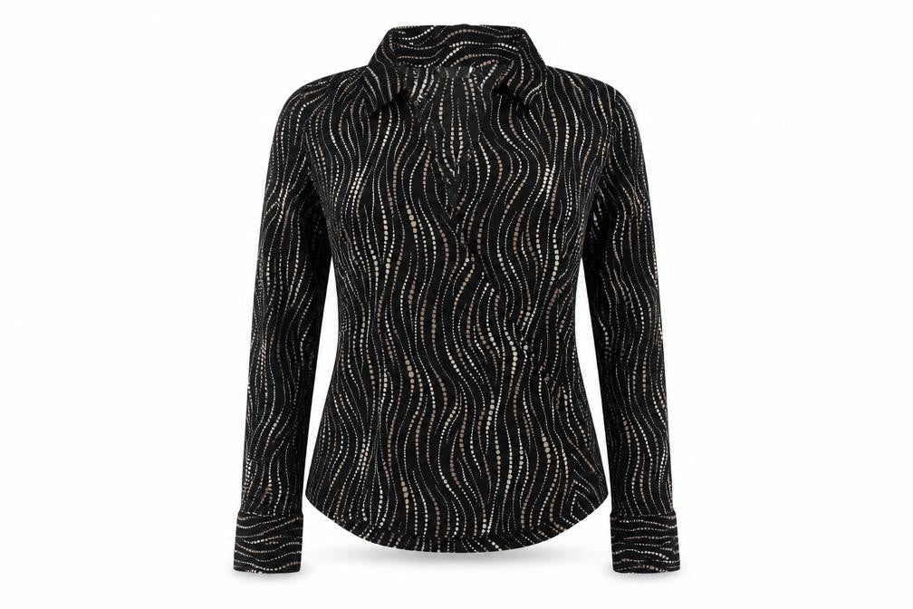 Marks & Spencer Black Geometric High Neck Women's Blouse