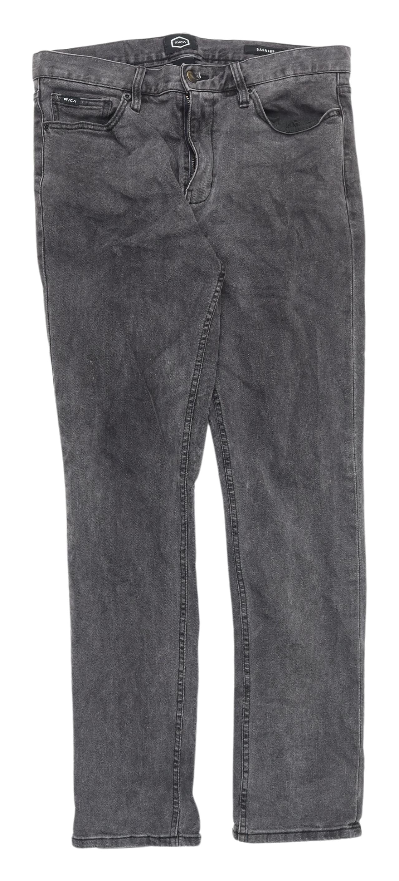 RVCA Men’s Grey Straight Jeans - Size 10, Charcoal Wash