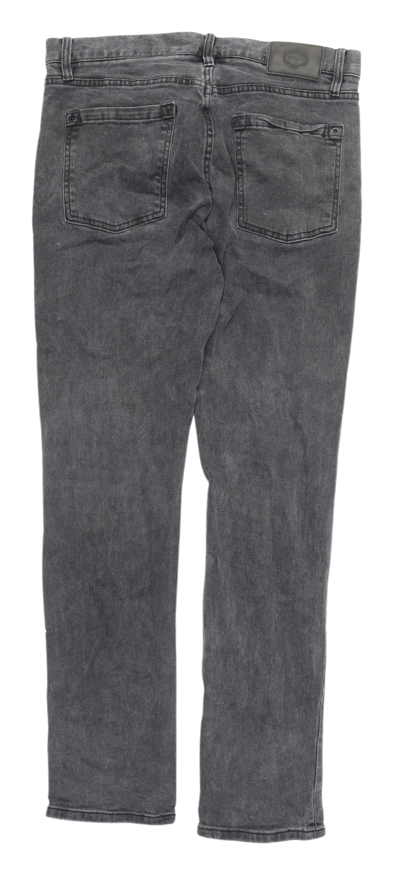 RVCA Men’s Grey Straight Jeans - Size 10, Charcoal Wash