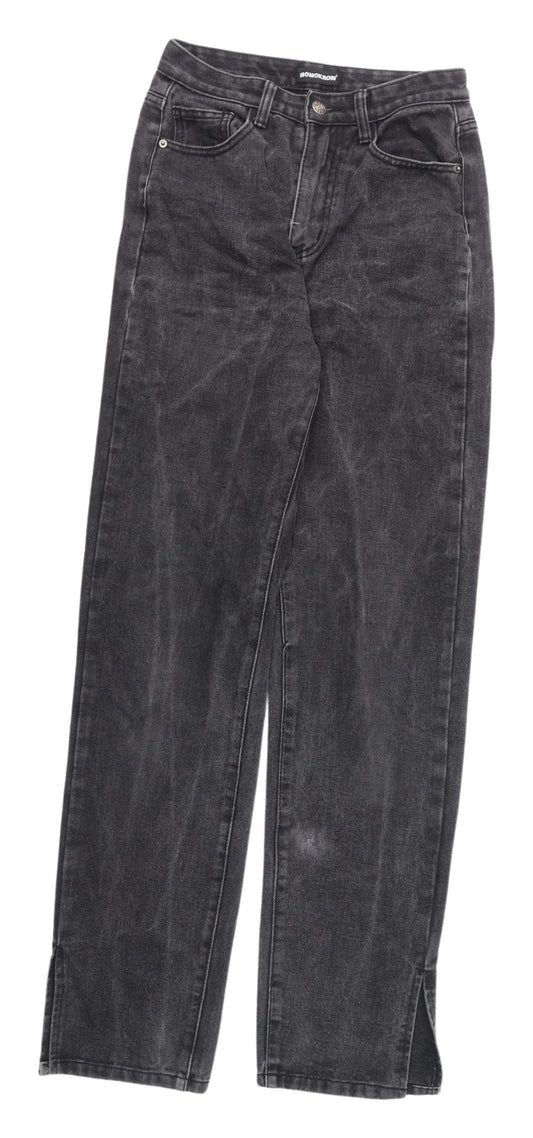Momokrom Women's Black Straight Jeans, Size 8