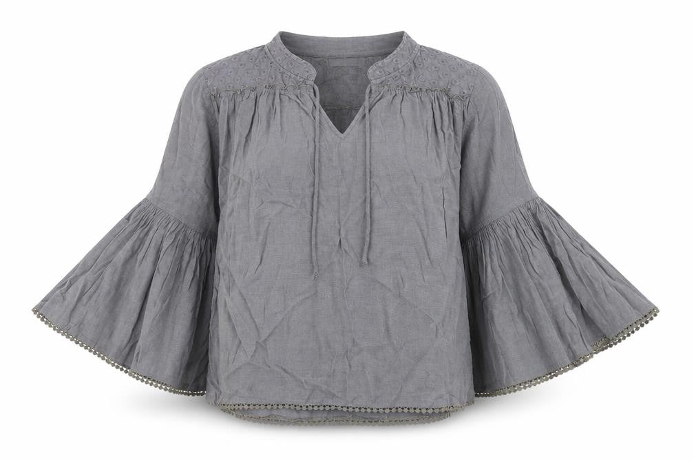 Mint Velvet Women's Grey Bohemian Blouse, Size 8