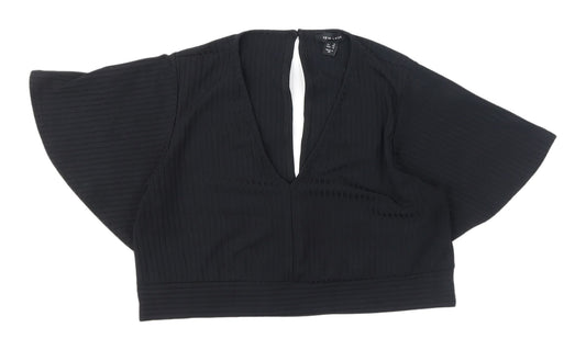 New Look Black Cropped Blouse Women UK Size 18