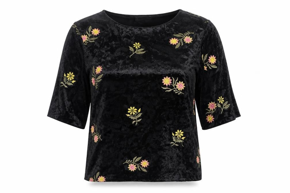 ASOS Women's Black Floral Embroidered Blouse Size 6