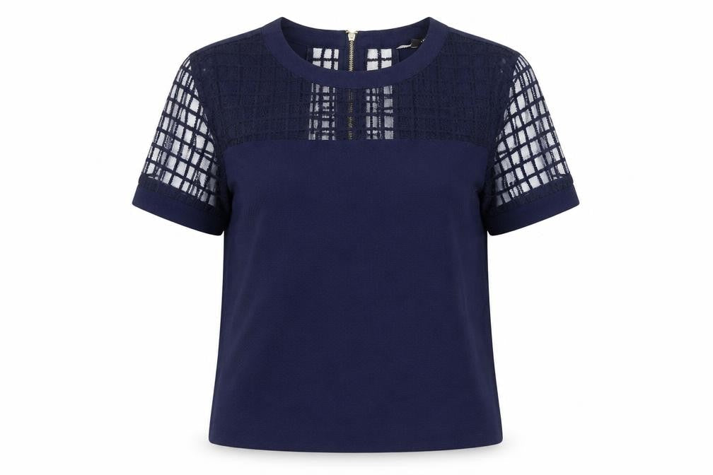 Warehouse Women's Blue Knit Blouse - Size 10, Casual Chic