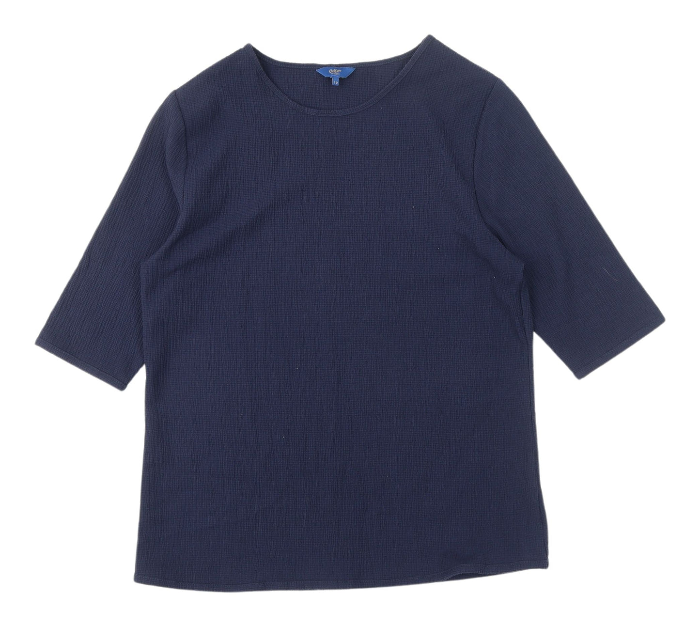 Cotton Traders Women's Navy 3/4 Sleeve Basic Tee