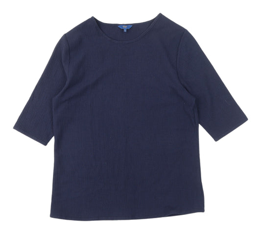 Cotton Traders Women's Navy 3/4 Sleeve Basic Tee