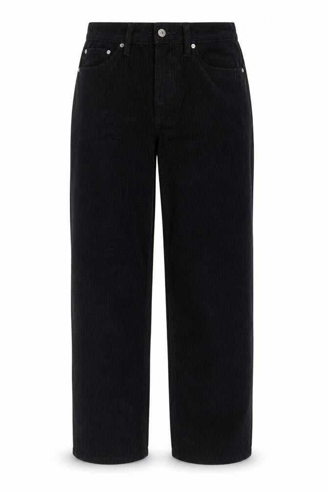 H&M Black Cropped Corduroy Trousers, Women's Size 2