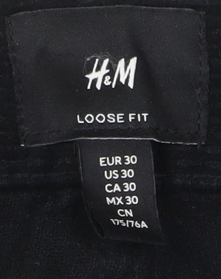 H&M Black Cropped Corduroy Trousers, Women's Size 2