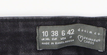 Close-up detail of Denim Co. Women's Black Jeans UK, size 10