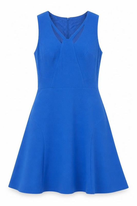 Warehouse Women's Blue Fit & Flare Sleeveless Mini Dress