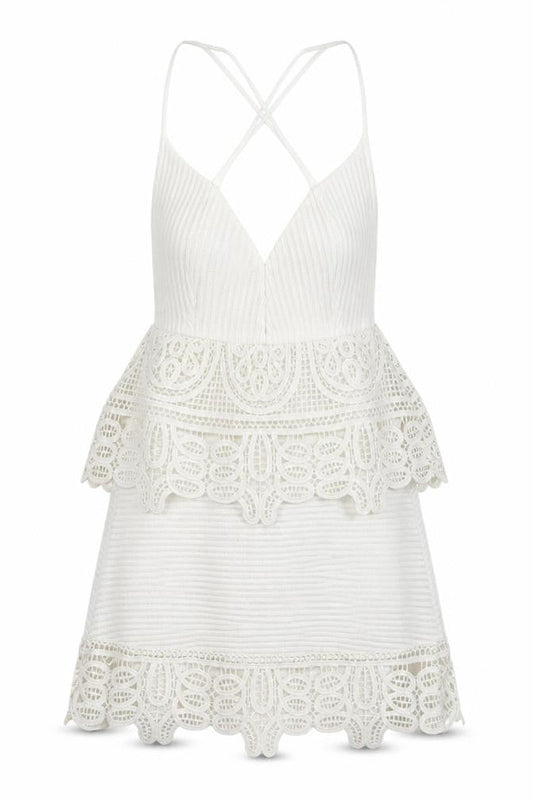 Boohoo Women White Lace Mini Slip Dress Size 4