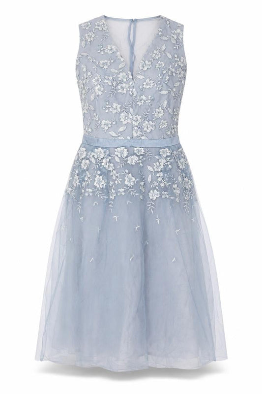 Chi Chi London Women's Blue Floral Embroidered Dress