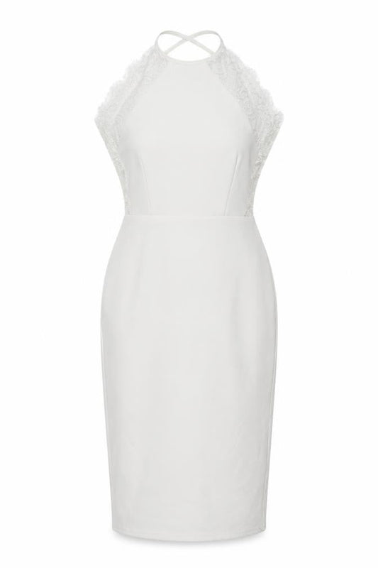Missguided White Halter Midi Sheath Dress Size 4
