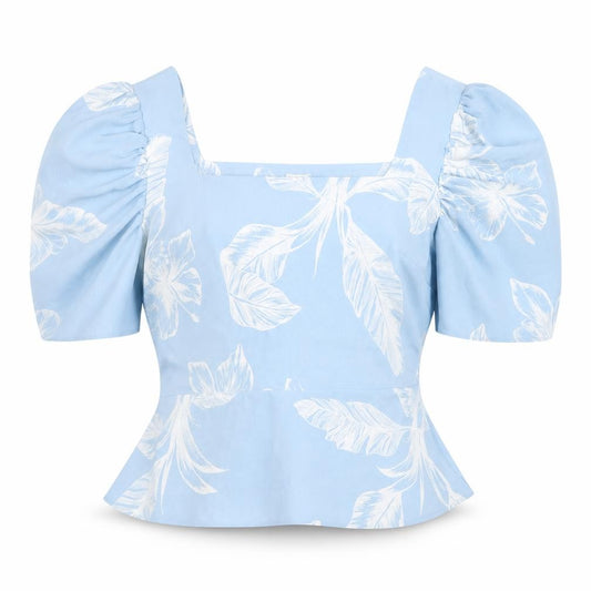 River Island Women's Blue Floral Cropped Blouse, Size 14