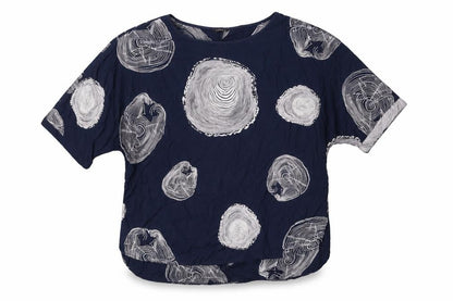 Front view of Roman Women's Blue Geometric Blouse, size 16, Viscose