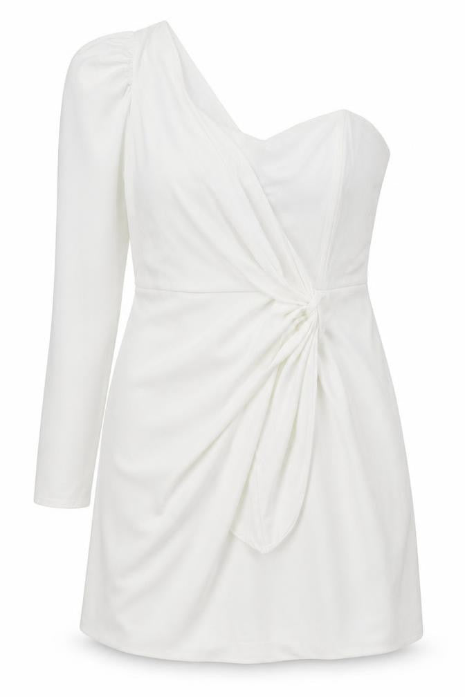 Missguided Women's White One Shoulder Dress - Size 16