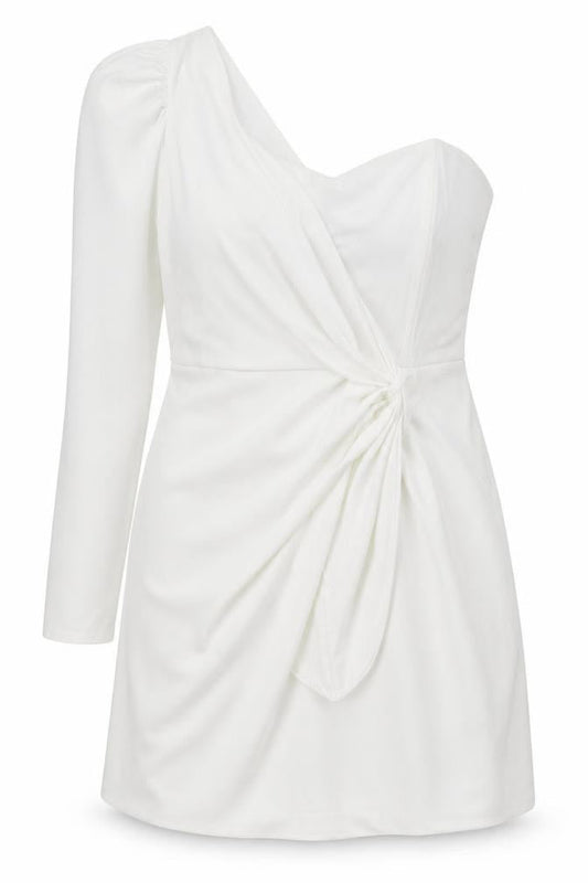 Missguided Women's White One Shoulder Dress - Size 16
