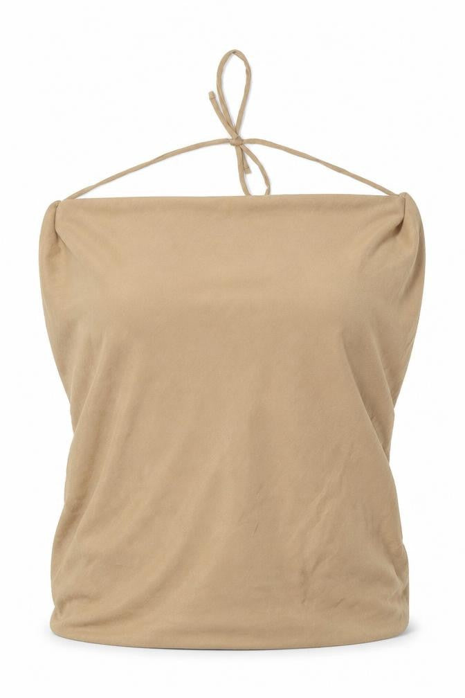Pull & Bear Women's Beige Halter Blouse, Size S, Basic Style