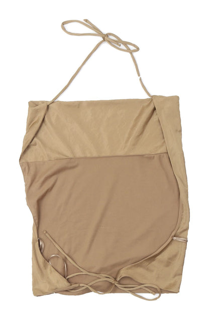 Pull&Bear Women's Beige Halter Blouse, Size S, Basic Style