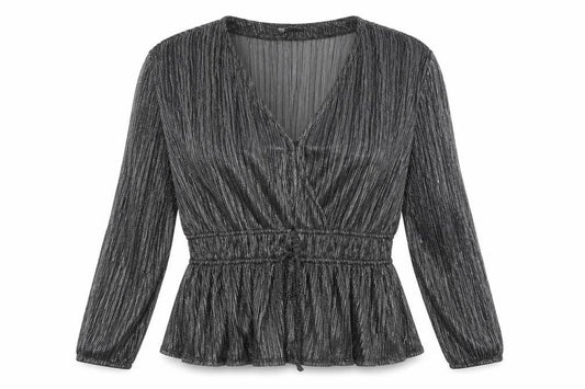 Marks & Spencer Silver V-Neck Blouse 14 Party Wear