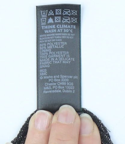 Brand and care label for Marks & Spencer Silver V-Neck Blouse 14 Party Wear